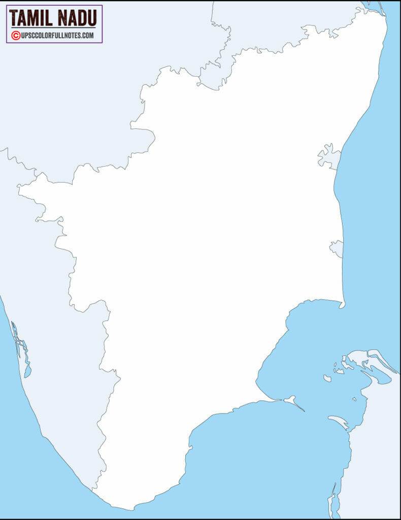 Tamil Nadu state outline map blank for tracing