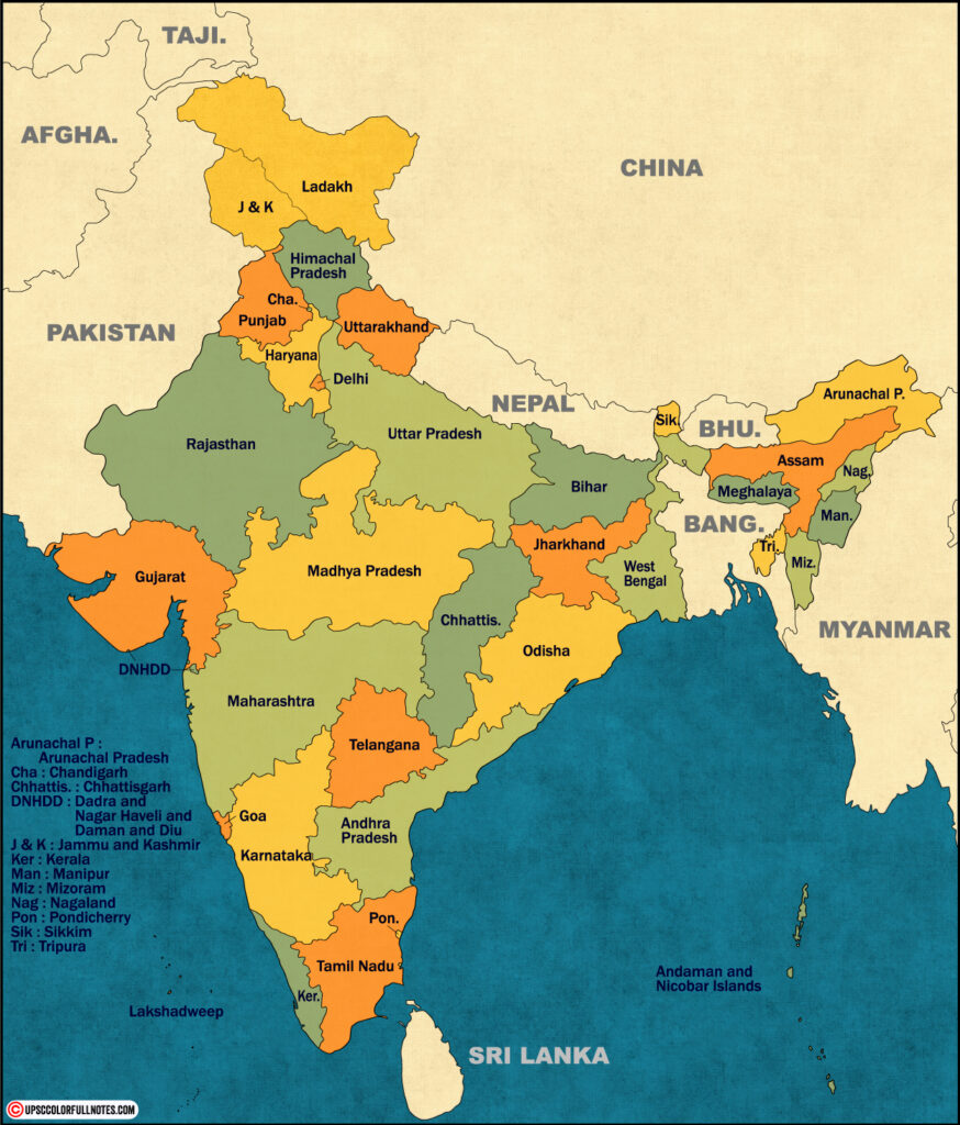 neighbouring countries of india map