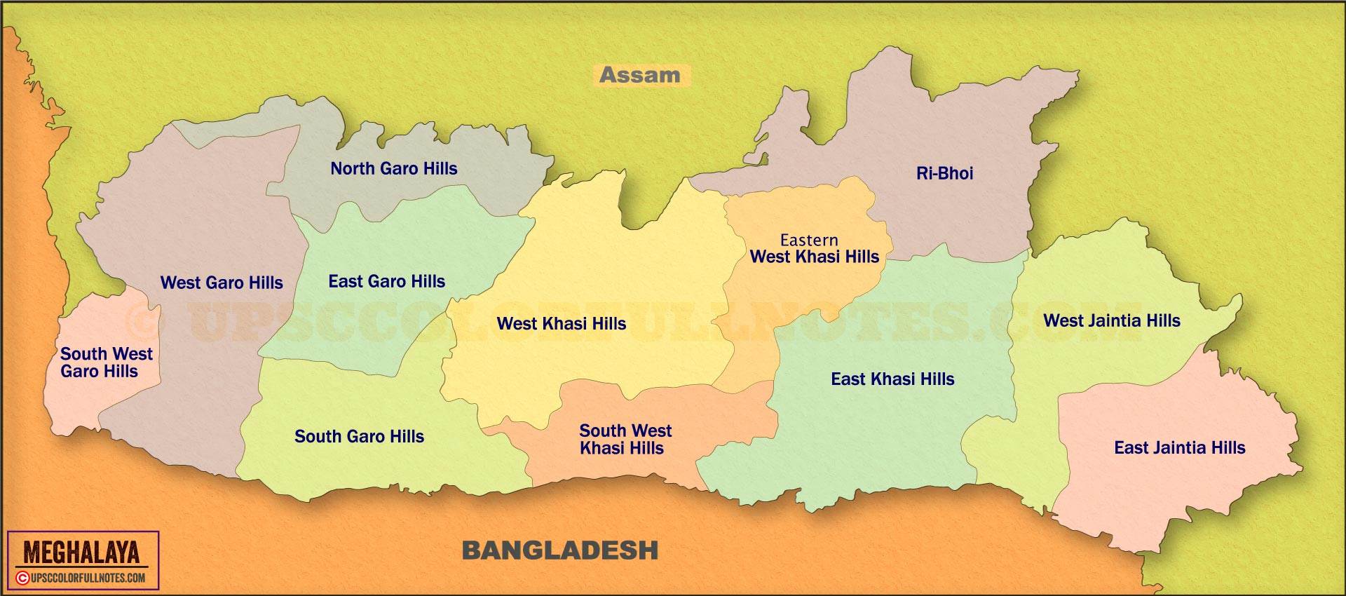 Meghalaya Map with Districts