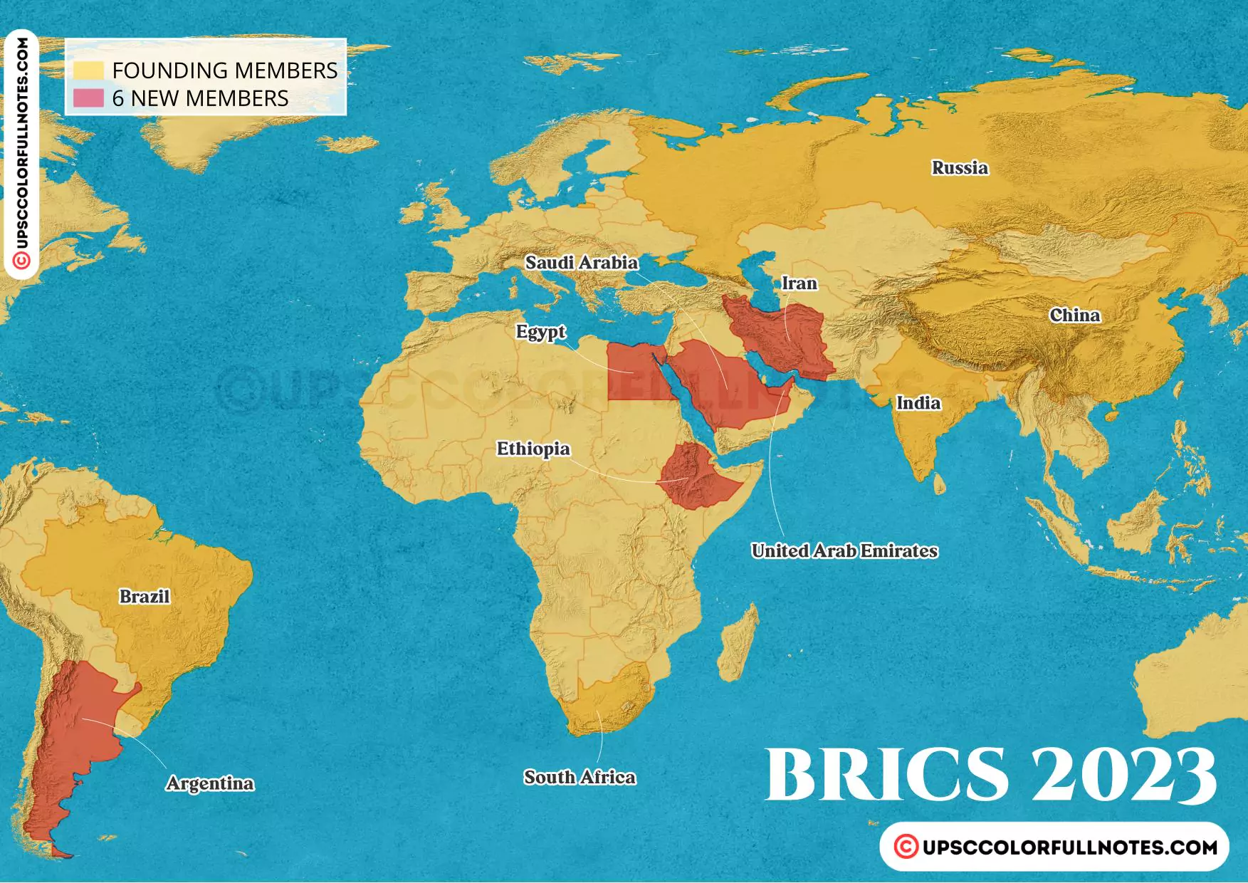 brics new members, BRICS 2023 MAP, 6 New Brics Members.webp