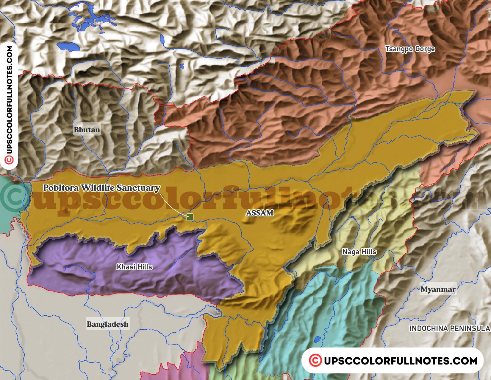pobitora wildlife sanctuary MAP