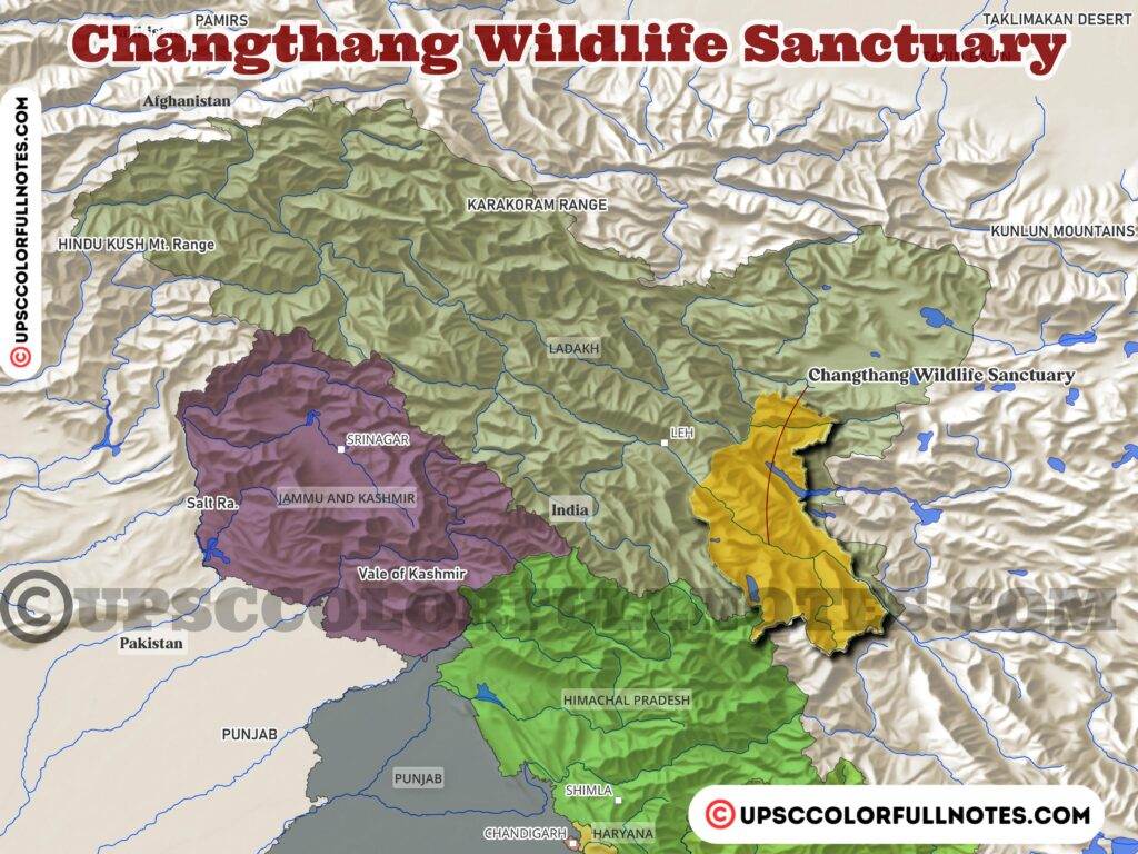 changthang wildlife sanctuary map