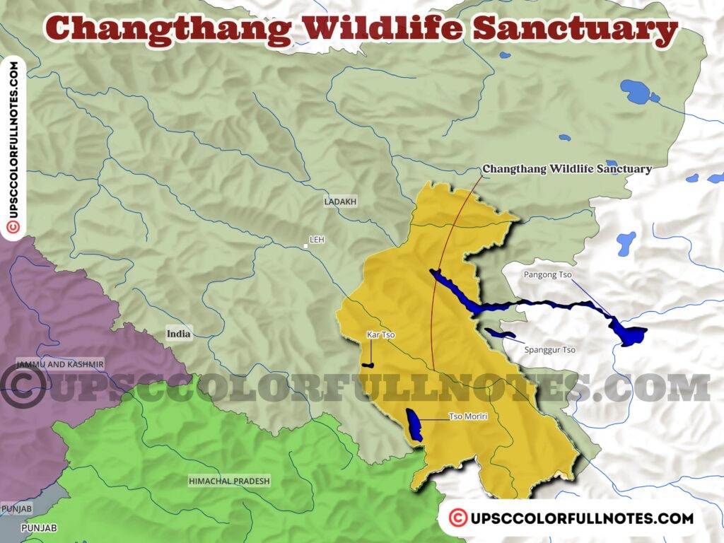 changthang wildlife sanctuary map Ladhak