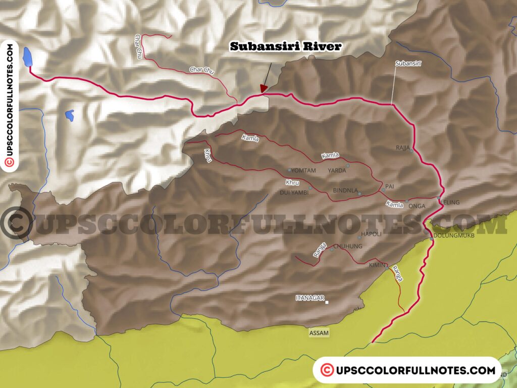subansiri river map