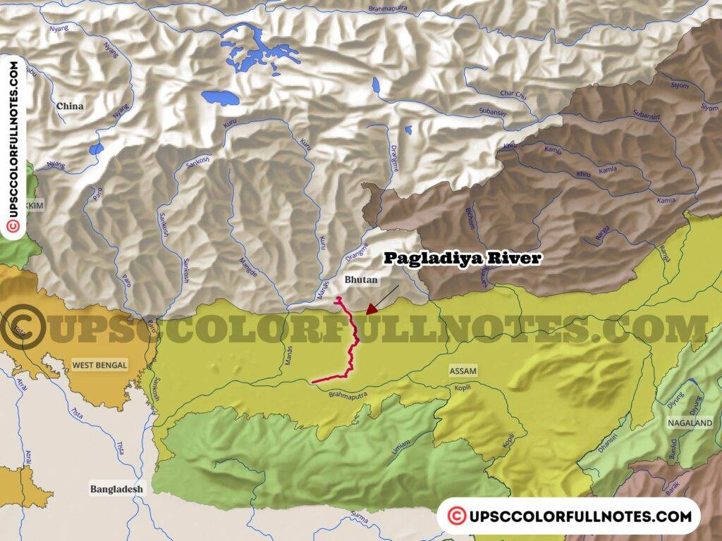 pagladia river MAP Created by upsccolorfullnotes.com